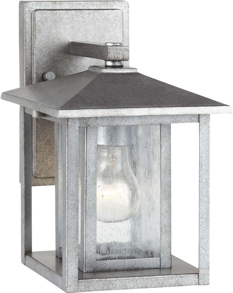Generation Lighting 88025-57 Hunnington One - Light Outdoor Wall Lantern Outside Fixture, Weathered Pewter