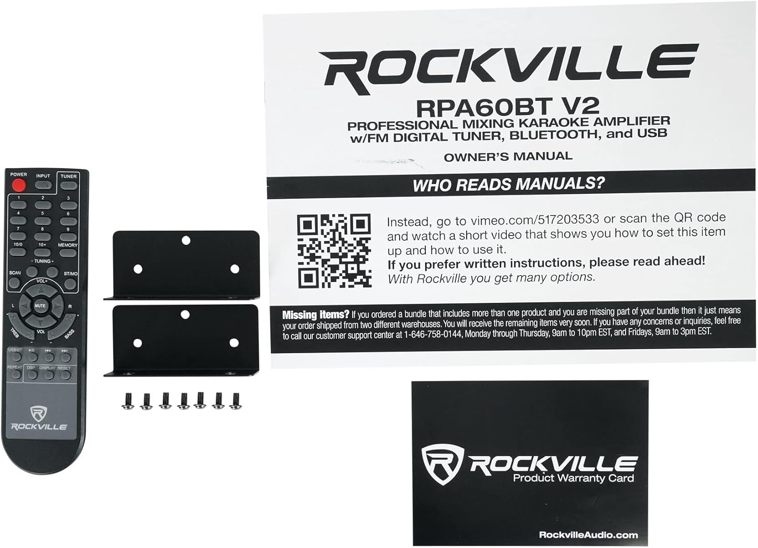 Rockville Bundle: RPA60BT V2 1000 Watt 2-Ch USB Bluetooth DJ/Pro/Karaoke Amplifier Mixer Bundle with REQ42-B Black 19