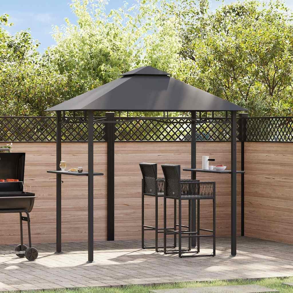Anthracite Steel BBQ Gazebo, 94.5x59.1x100.4 inch Large Outdoor Canopy for Grilling, Flame-Retardant Polyester Fabric, Patio Tent Outdoor Structures