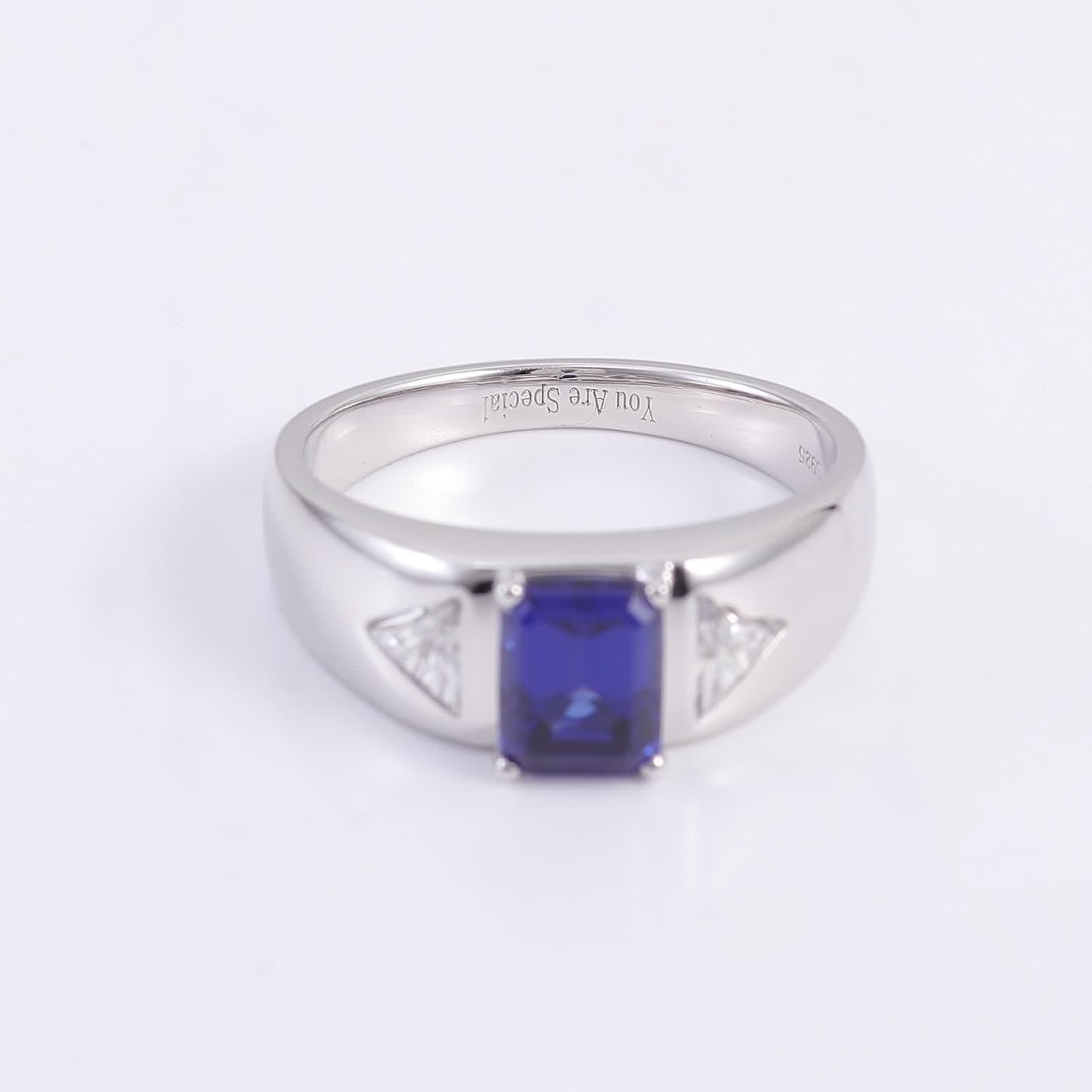 White Gold Wedding Band for Women, Vintage Engagement Ring Lab Created Sapphire Geometric Jewelry 9/14/18K Gold/Platinum Gift for Wife