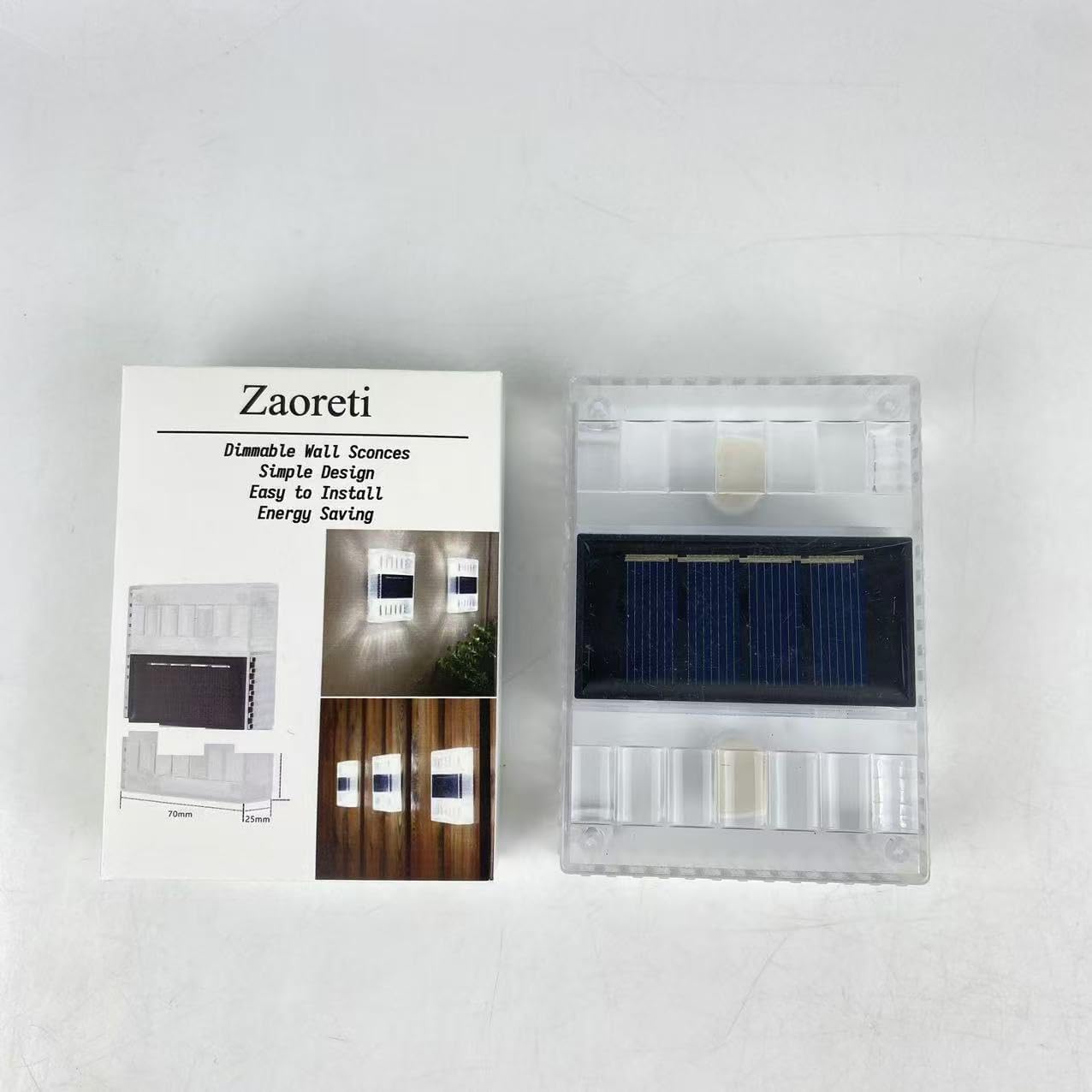 ZAORETI Wall Lights, Solar Deck Lights Outdoor with Cool White/RGB Fade/RGB Fixed Mode, Step Lights Solar Stair Light for Outside Yard Stair Fence Deck Porch Wall