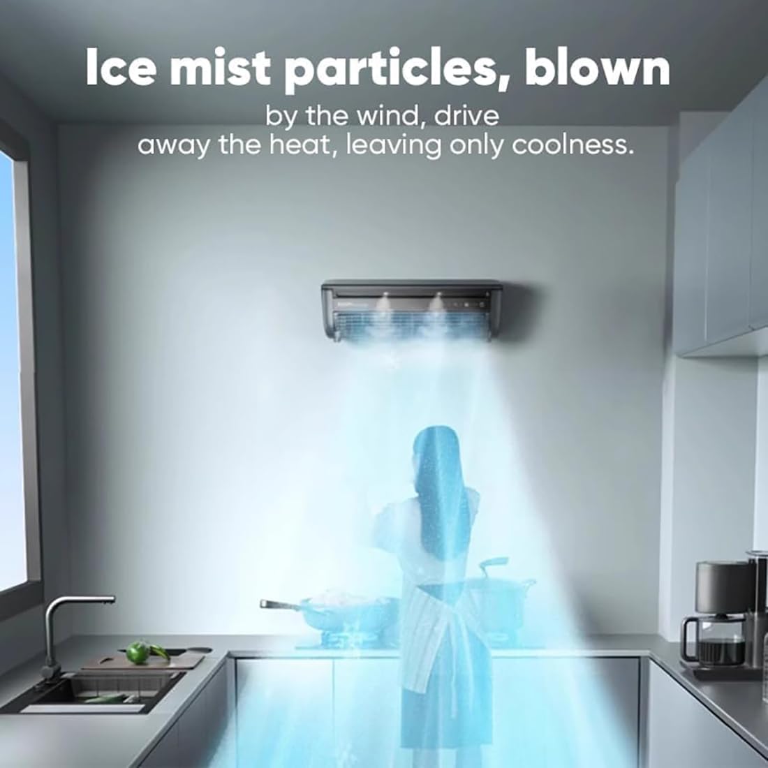 Portable Wireless Wall Mounted Air Conditioner|Upgraded 3 Wind Modes for Fast Cooling|20W 6000mAh AC with Remote Control|10 dB Quiet for Home,Bedroom,Kitchen (White)