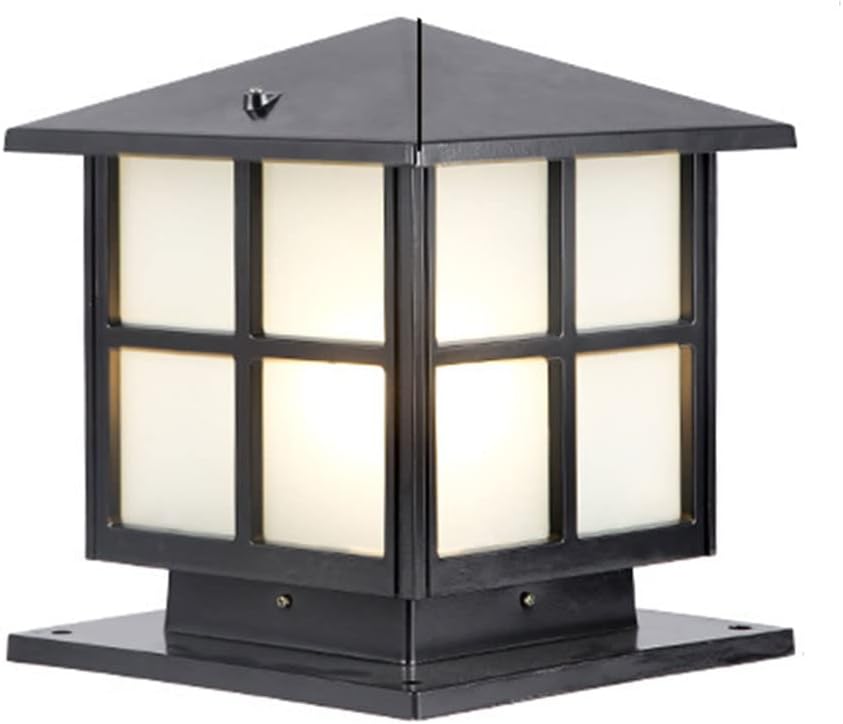 IP54 Waterproof Fence Outdoor Column Lamp Exterior Post Light Fixtures Square One-Light Exterior Pillar Lantern Pier Mount Outdoor Lighting Fixtures for Garden Deck Patio,