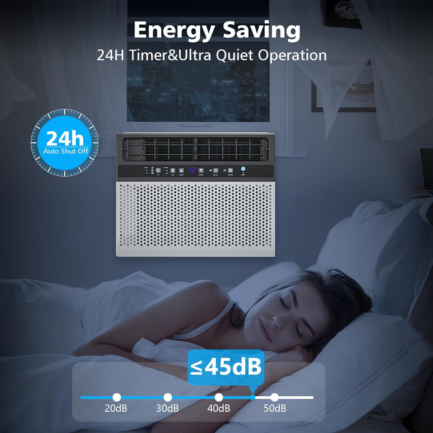 Joy Pebble Window Air Conditioner 12000 BTU, 3-IN-ONE Ac Window Unit for Room Cools up to 550 Sq.Ft,Dehumidifier&Fan with Energy Saving mode,3 Fan Speeds& Quiet Operation