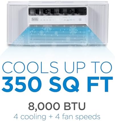 BLACK+DECKER 8,000 BTU Inverter Window Air Conditioner, Window AC Units for Up To 350 Sq. Ft., ENERGY STAR Rated AC Unit, Full Function Remote Control, White