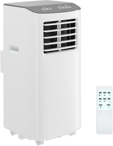 GlowSol 8000 BTU Portable Air Conditioner with Dehumidifier, Drainage-Free, Quiet Cooling w/Remote, 24H Timer, 4 Modes - For Bedroom/Office，Window Kit Included, Grey top