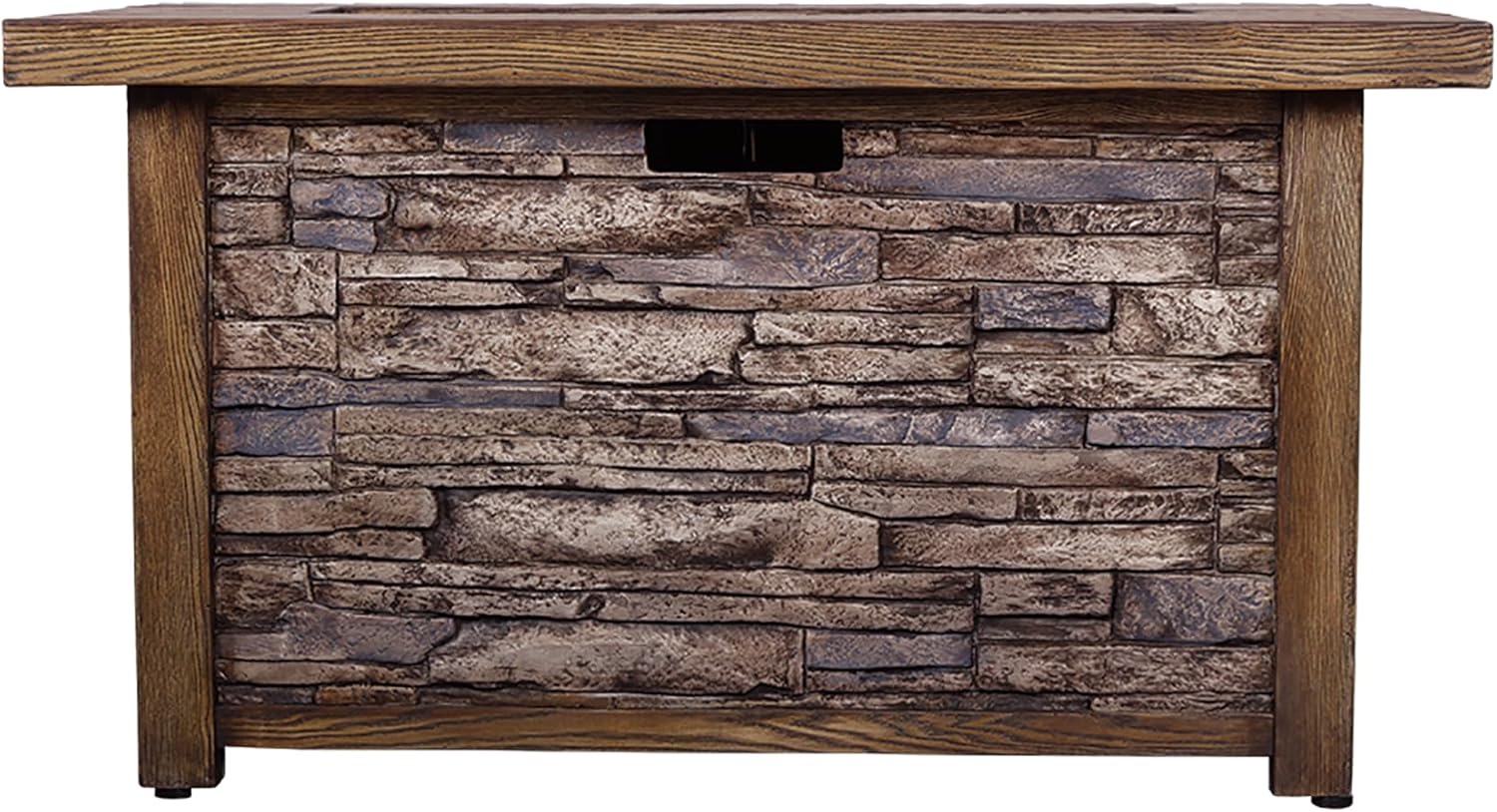 Best Choice Product 50,000 BTU Rectangle Fire Pit Table, Faux Woodgrain Top and Faux Stone Texture Base Propane Gas Fire Table for Outdoor