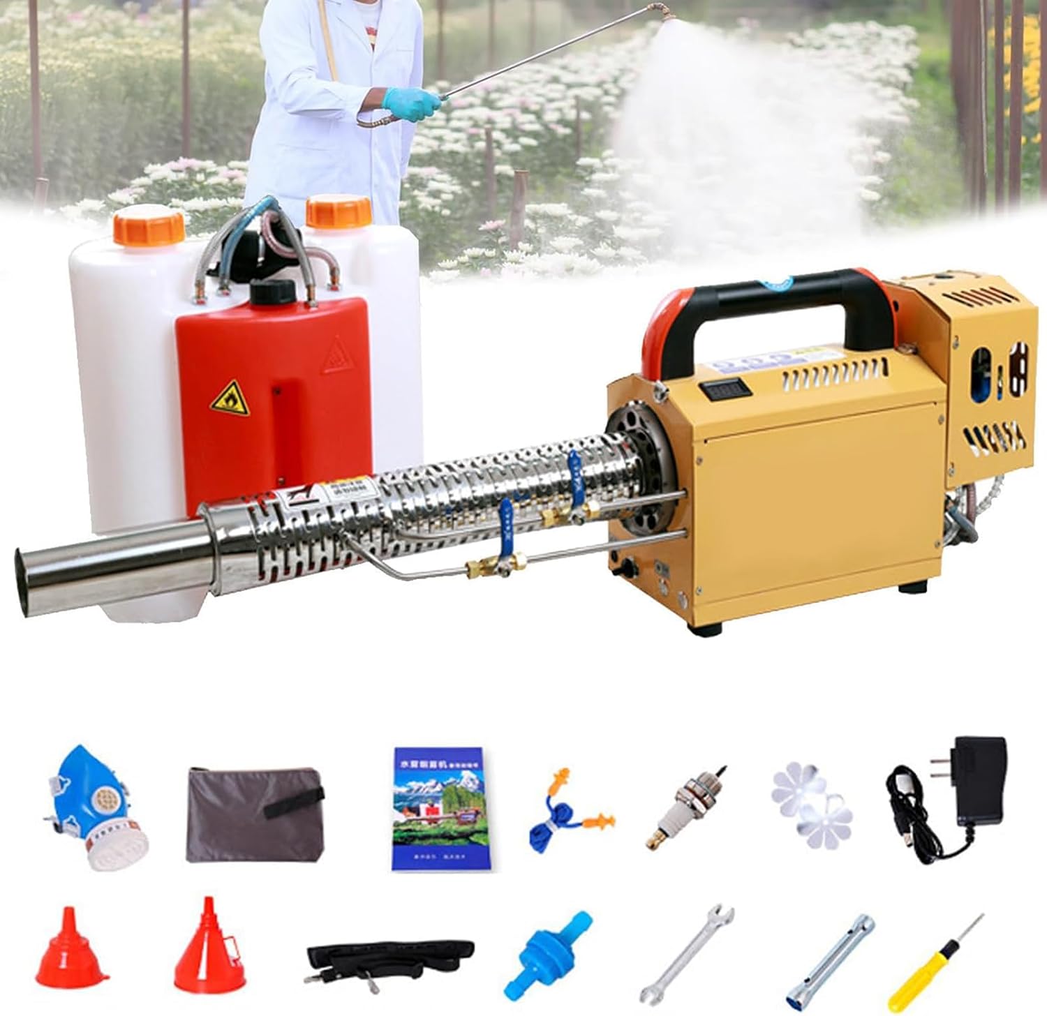 Pulse Jet Thermal Fogger Sprayer Agricultural Portable 360 ° Spray in All Directions15L Portable Thermal Fogger Machine Effectively Improves Work Efficiency Reduces Labor Costs,N