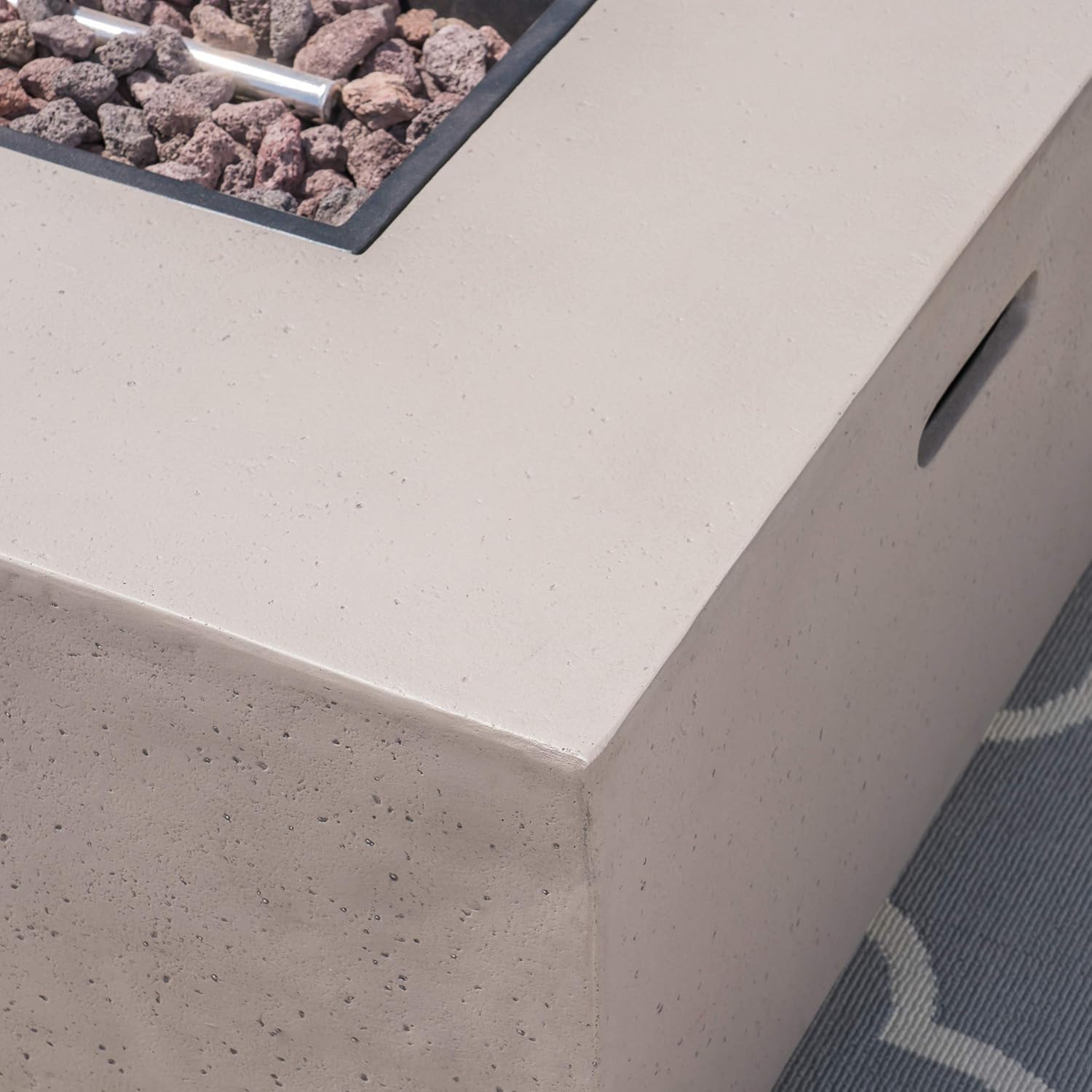 Great Deal Furniture Outdoor 4-Seater Aluminum Chat Set with Fire Pit and Tank Holder, Dark Gray and Black and Light Gray