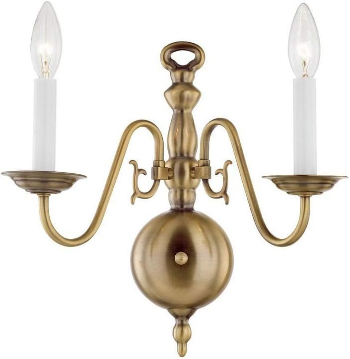 Livex Lighting 5002-01 Williamsburgh 2 Light Antique Brass Wall Sconce