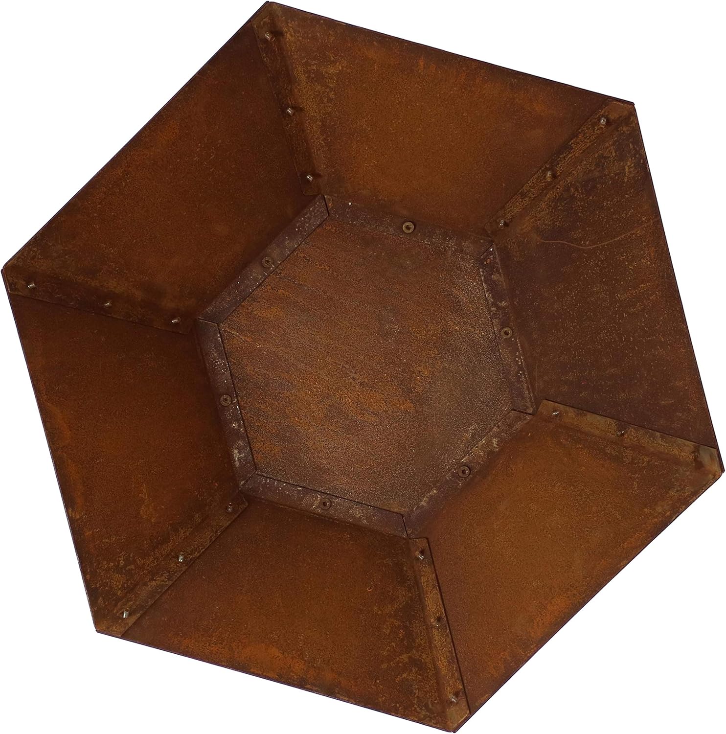 Sunnydaze Rustic Affinity 24-Inch Fire Pit - Outdoor Wood-Burning Fire Pit with Oxidized Finish - Hexagon-Shaped