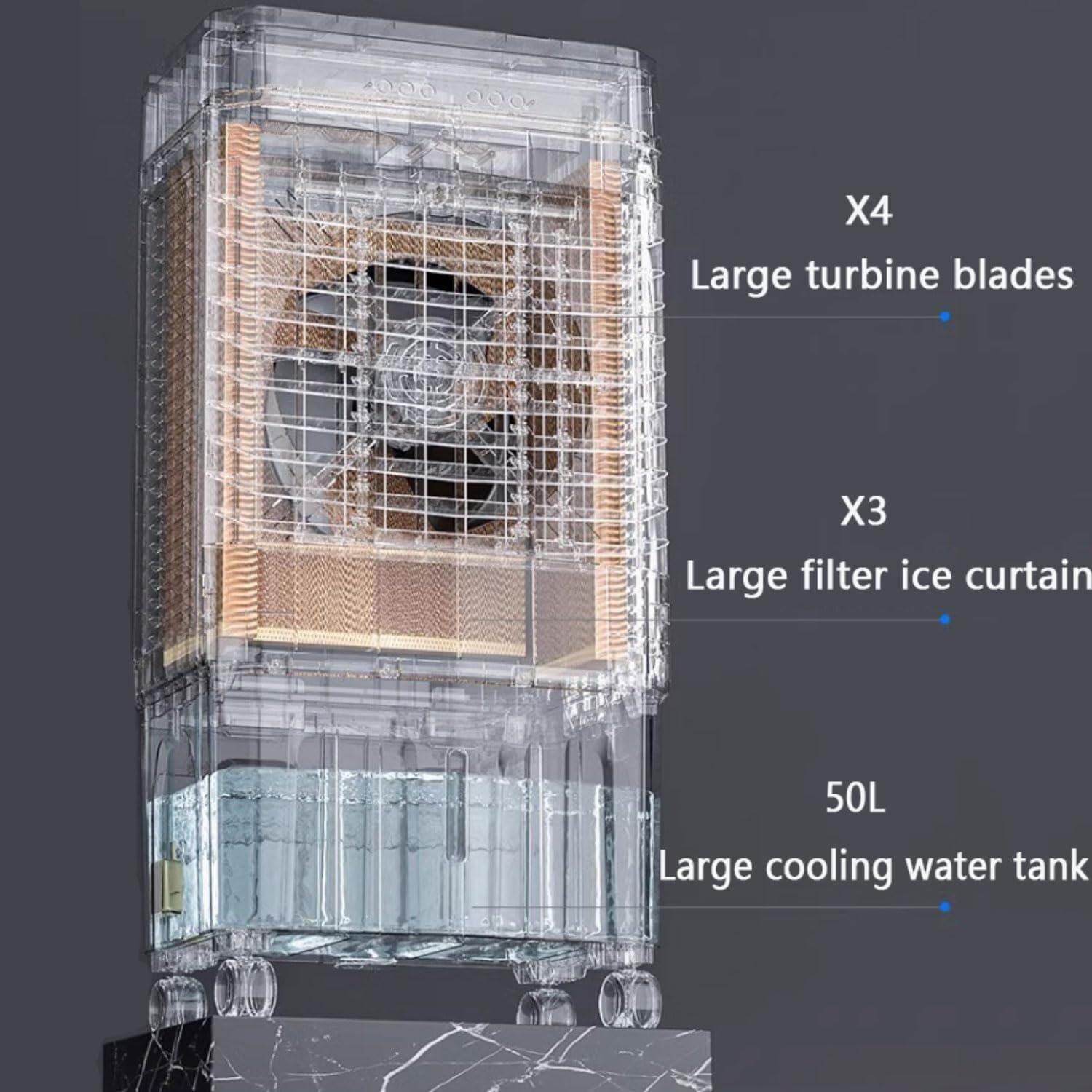Portable Air Conditioner 3-in-1 with Remote, 50L Water Tank, 120° Oscillation, 12H Timer, Cooling Fan for Room & Campervan(110cm)
