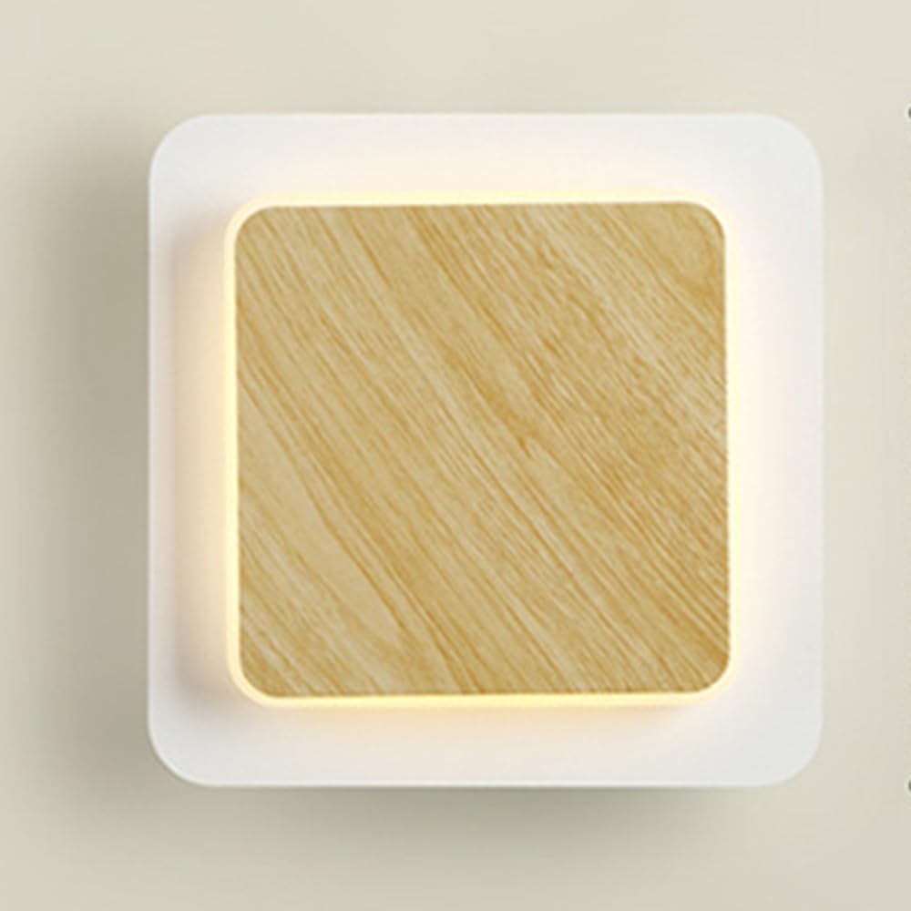 Minimalist Wood Grain Wall Lamp - Postmodern 4000K Wall-Mounted Lighting Fixture, Creative Art Deco Vanity Light for Bedroom, Corridor, Bar, Restaurant