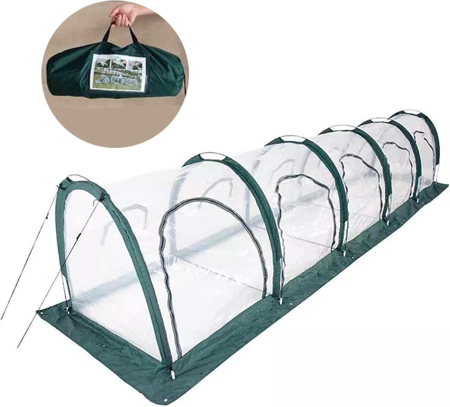 Winter Greenhouses for Outdoors Snow Transparent PE Greenhouse 2/3/5 Door Portable Greenhouse Foldable Greenhouse with 210D Storage Bag for Outside Garden Plant(500x100x100cm)