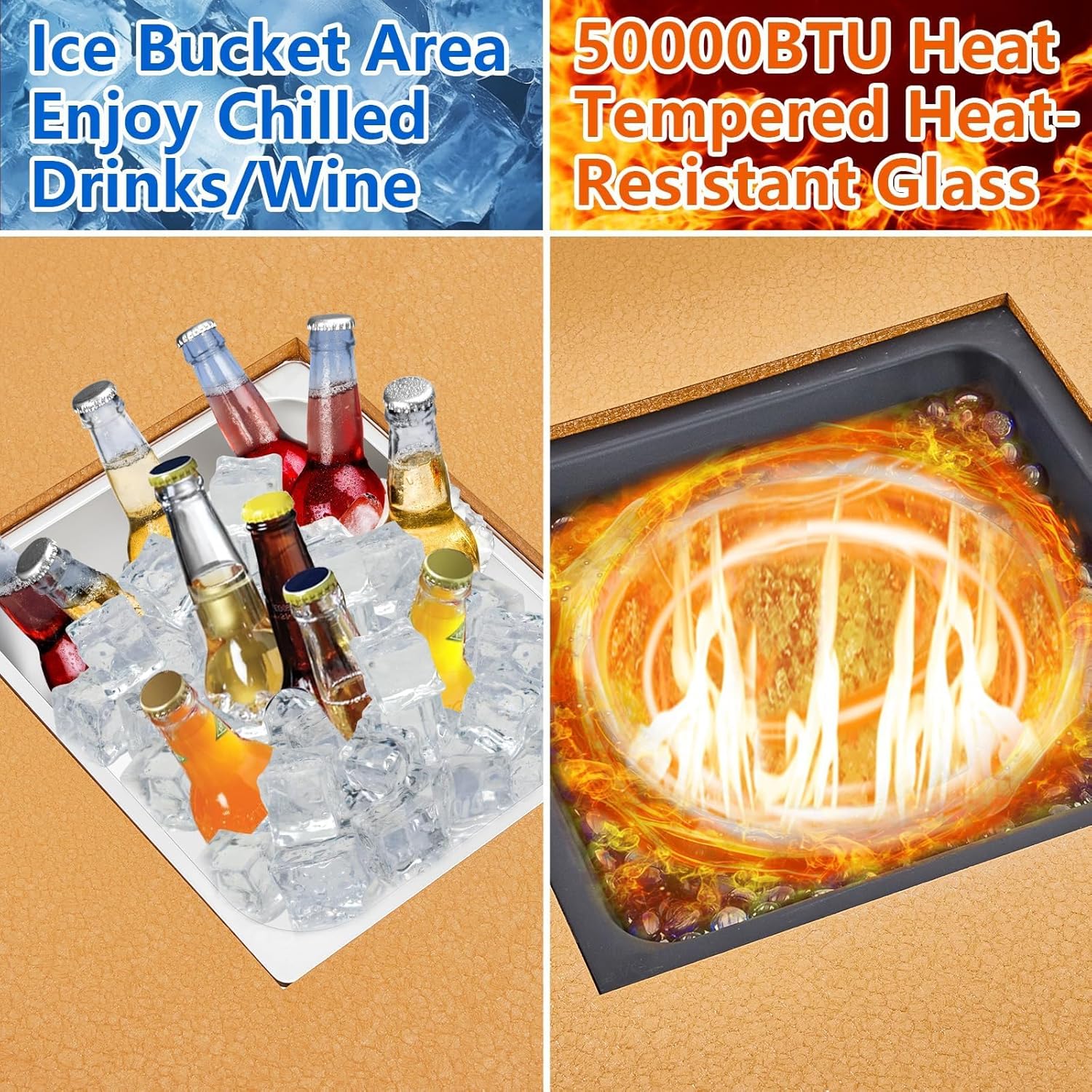 2-in-1 Outdoor Fire Table & Dining Table | 5,000 BTU 56