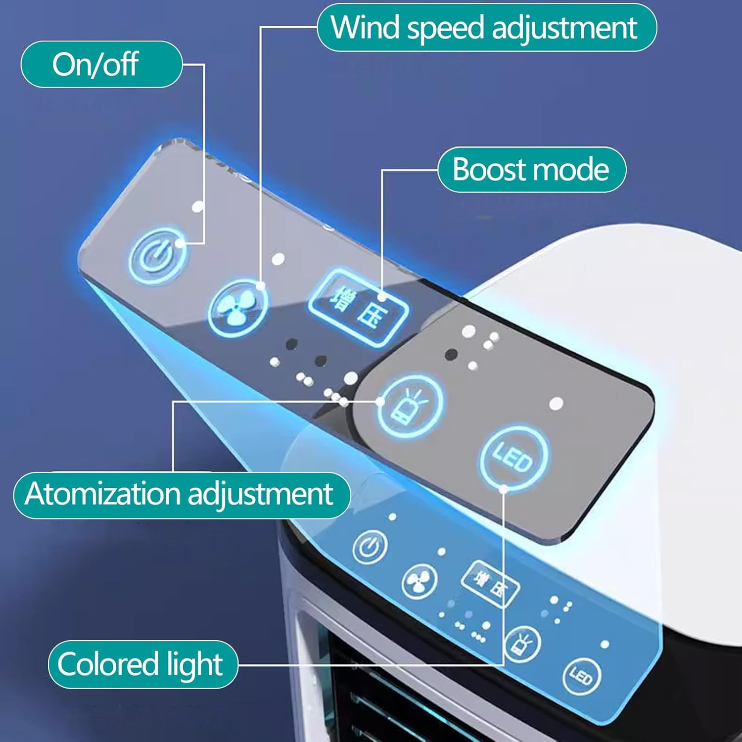 Desk Air Conditioner Small Quiet with 900ml Water Tank Mini Portable Air Conditioner Fan 3 Speeds Cooling Fan for Room Garage Patio Camping