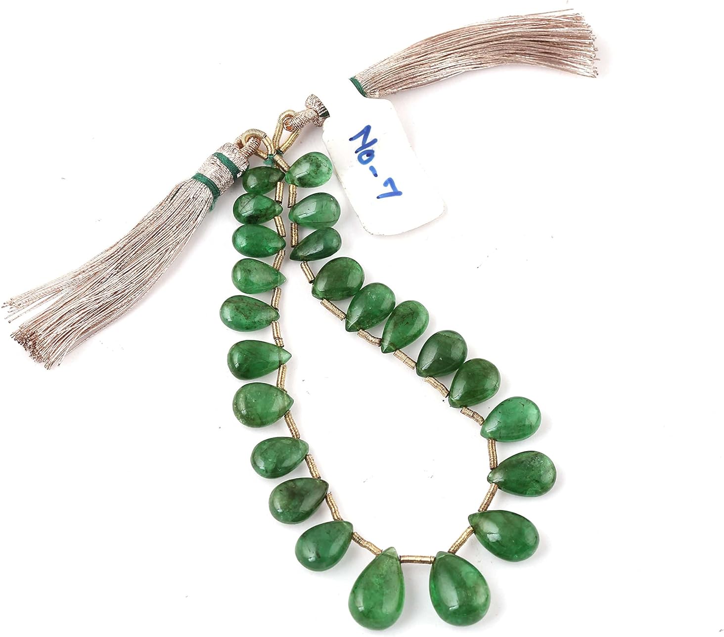 Neerupam Collection 28.85 cts Green Colour Natural Zambian Emerald Gemstone 23 Pieces Flat Plain Tear Drops Beads Strand