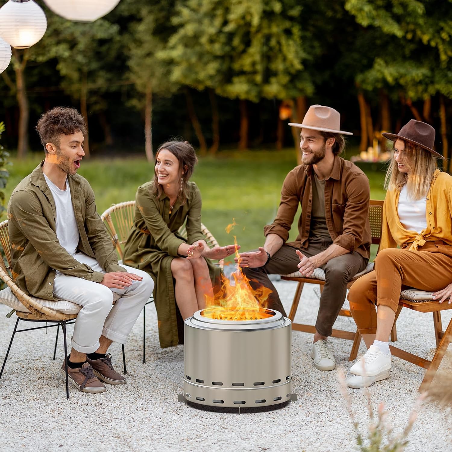 19.5-Inch Smokeless Fire Pit, Portable Wood Burning Outdoor Fireplace with Low Smoke Design, Bonfire Pit for Camping, Patio, Backyard & Garden