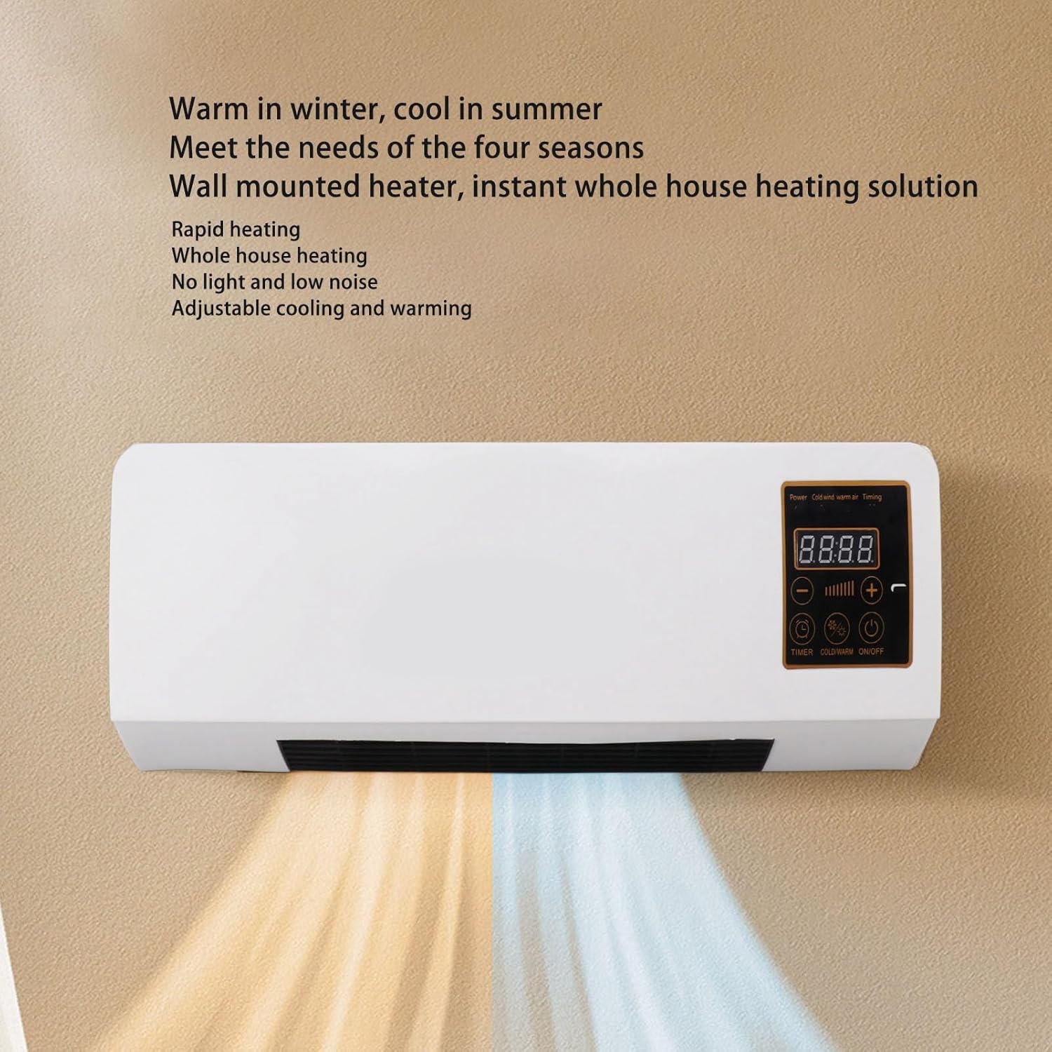 Wall Mounted Heating Machine Dual Use Mobile Small Air Conditioner US Plug 110V Mini Air Conditioner Cooling Heating Fan for Bedroom, Portable Conditioners and Heater Combo Fan