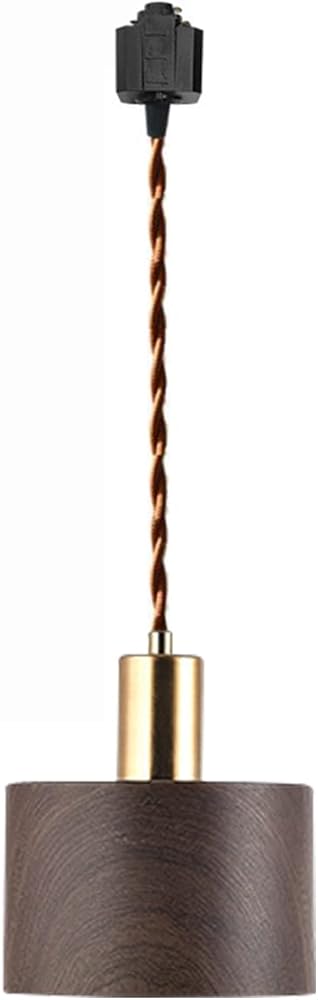 Kiven H-Type Track Lighting Light Fixture, 1-Light Halo Track Pendant Lighting Fixtures, Modern Track Pendant Light with Brown PVC Lampshade for Bedroom Kitchen Home Lighting E26