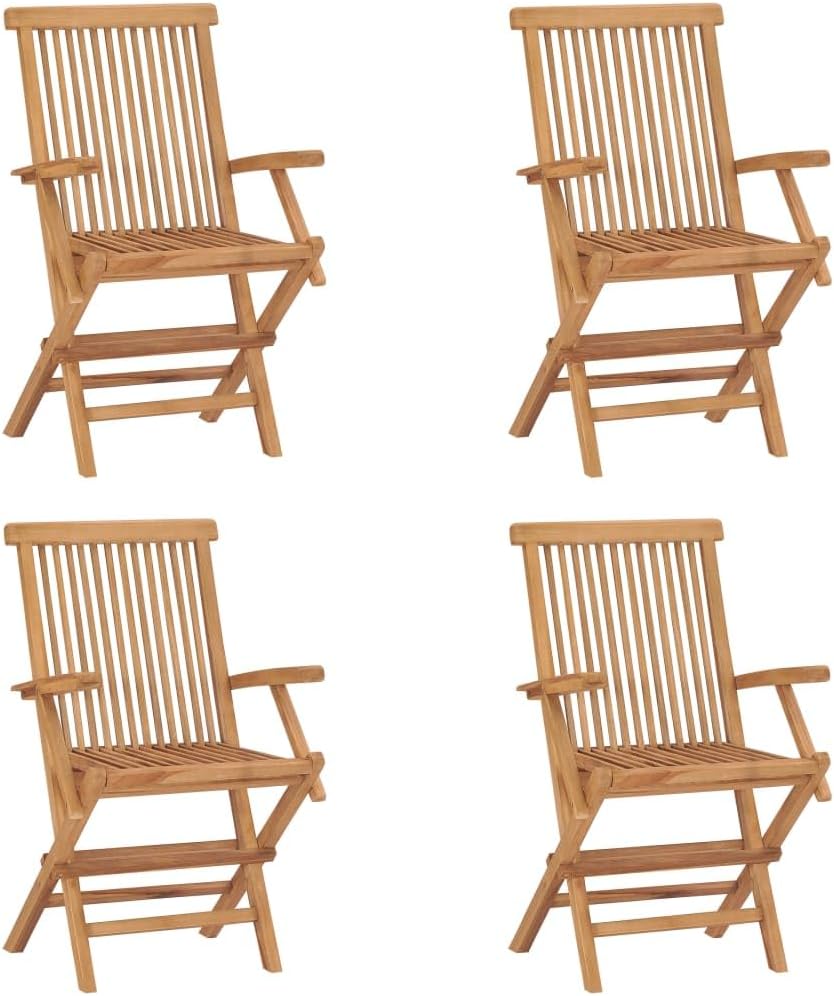 Patio Chair Folding Patio Chairs 4 pcs Solid Teak Wood