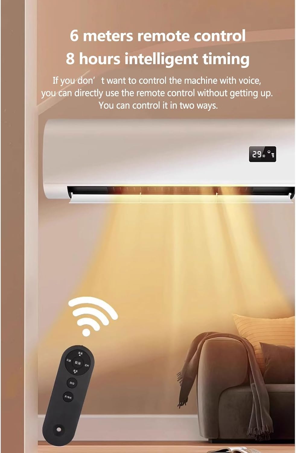 Household Air Heater, Wall-Mounted Bathroom Waterproof Electric Heater Heating and Cooling Dual-Use Energy-Saving Heater for Indoor Outdoor Office Patio Conservatory,White