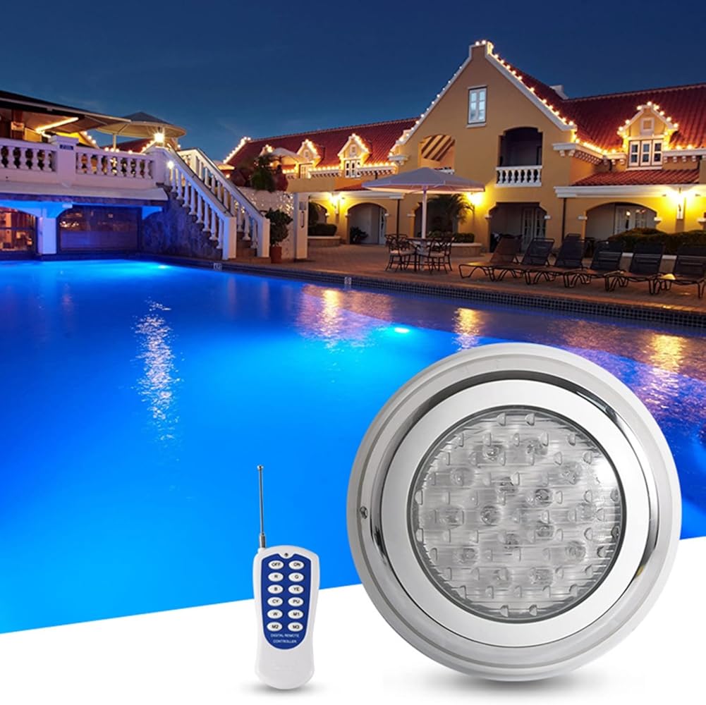 LED Swimming Pool lamp Synchronous Control Colorful Underground Pool Underwater Light Stainless Steel Wall-Mounted Easy Installation(Rainbow,36 watts)