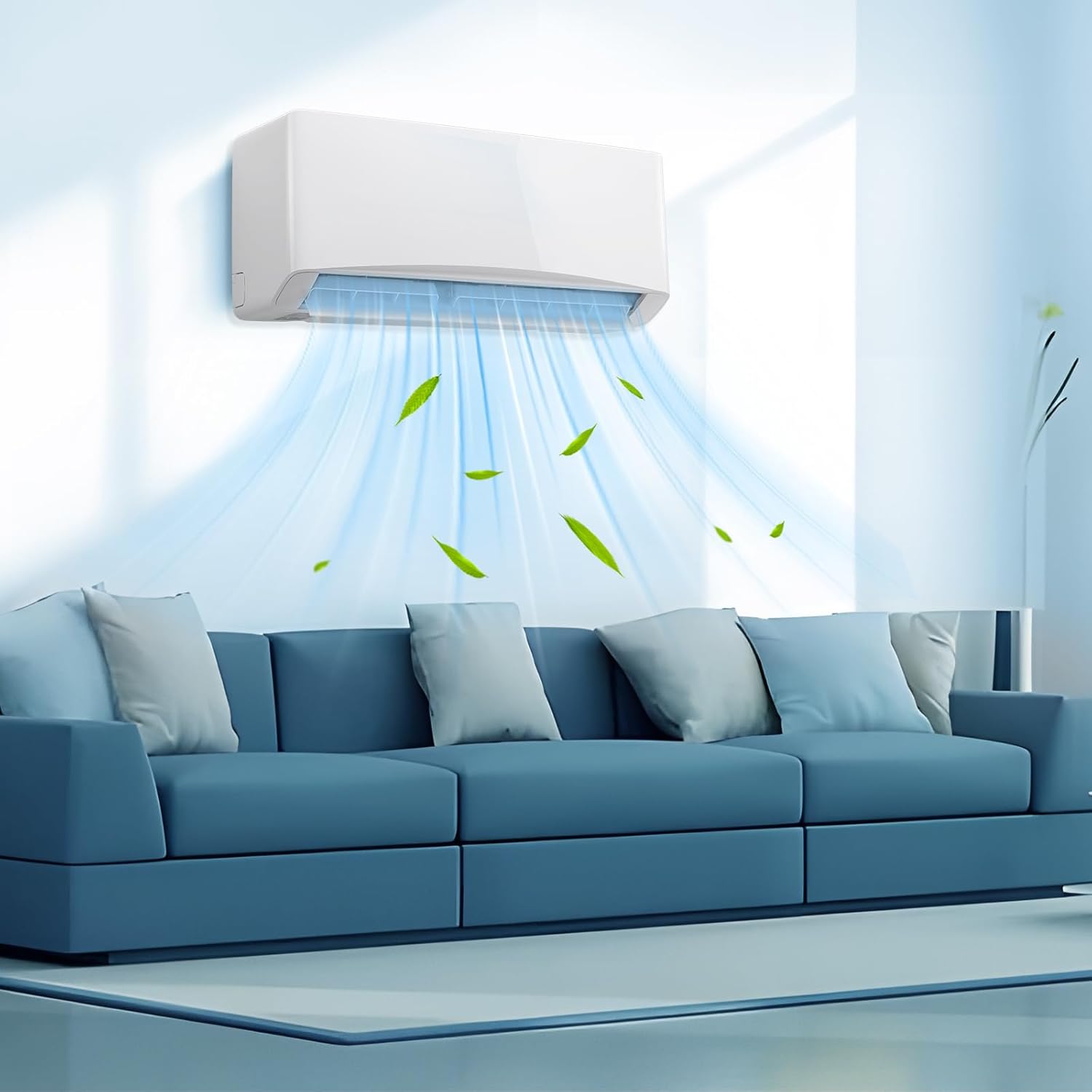 12000BTU 4-in-1 Split Air Conditioner & Heater 17 SEER2 115V Inverter System, Cools Up to 750 Sq. Ft, Mini Wall AC Unit with Heat Pump & Installation Kit White