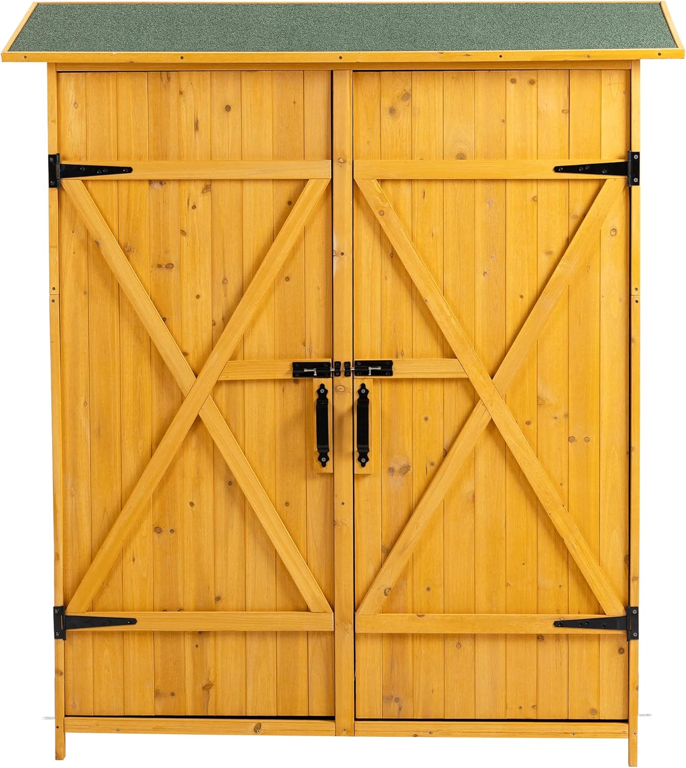 56“L x 19.5W”x64H“Outdoor Storage Cabinet, Large Capacity Storage Tool Cabinet Box, Outside Tool Shed with 2 Lockable Doors for Outside, Garden and Patio (Natural, 19.5X56X64in)