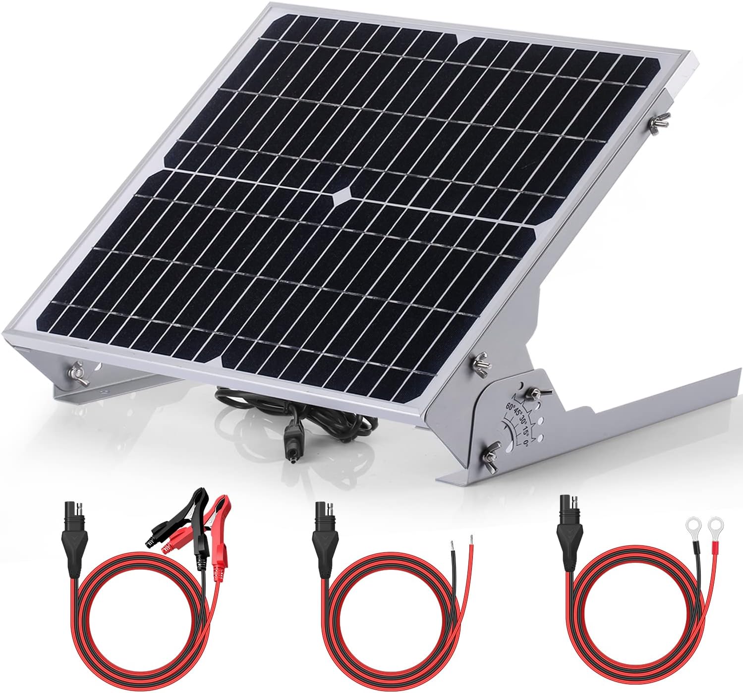 SUNER POWER 24V 20W Solar Battery Trickle Charger Maintainer, Built-in Ultra Smart MPPT Controller, Adjustable Mount Bracket, Waterproof 20 Watt Solar Panel for 24Volt AGM, Lead-Acid, Lifepo4 Battery