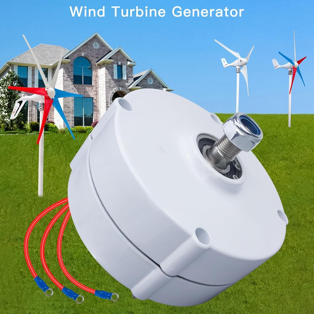 48v,HYZHANHONG Generator Low Speed 12000W 220V 3 Phase Gearless Permanent Magnet AC Alternators for Wind Water Turbine Diesel Engine(White, with Base)