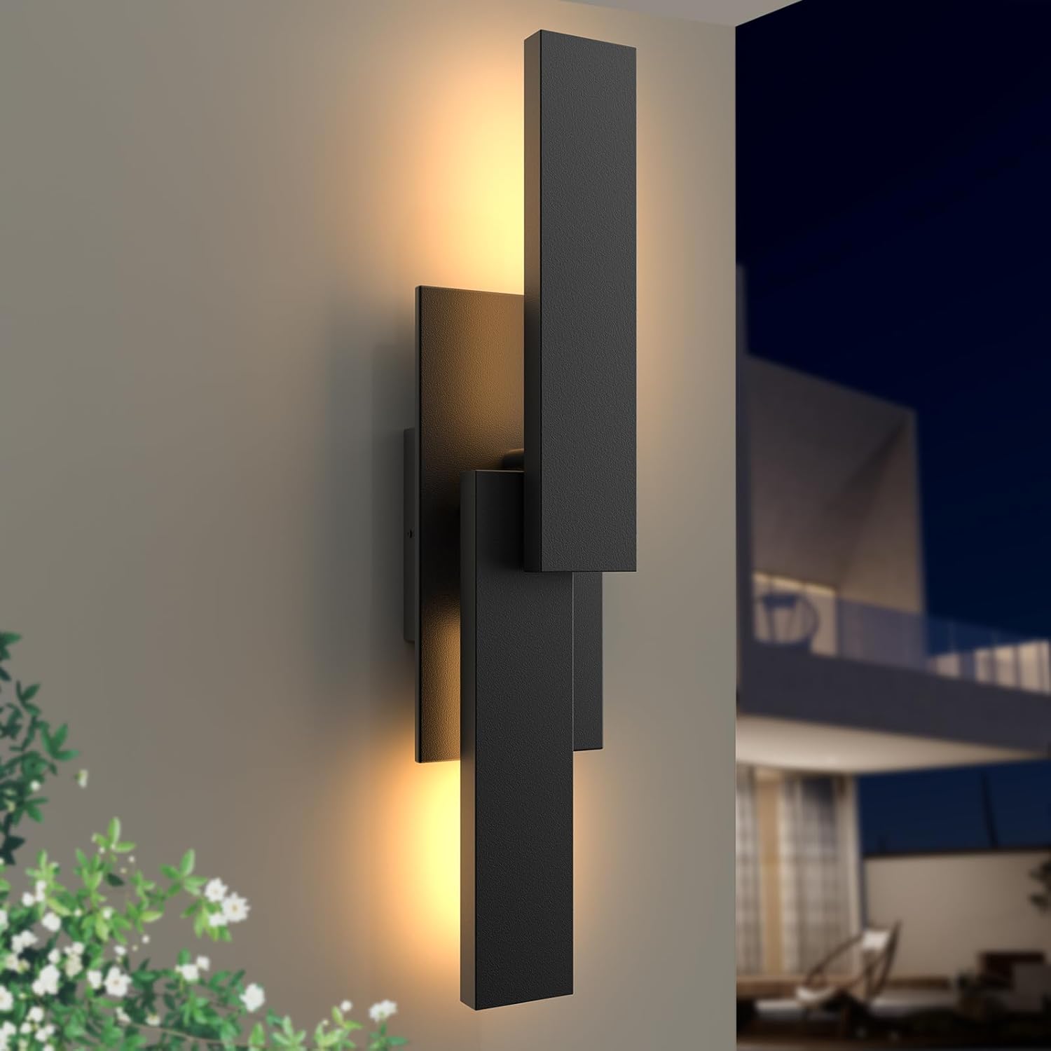 21 Inch Modern Outdoor Wall Light Exterior Lighting Fixtures, 3000K LED Outdoor Sconces Wall Lighting, Matte Black Outside Wall Mount Lights for House Porch Patio Front Door