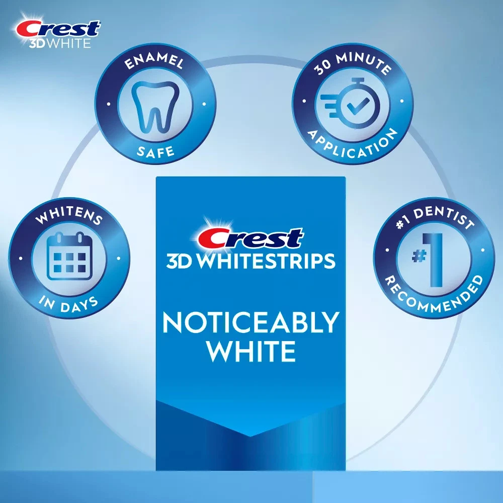 Crest 3D WhiteStrips Noticeably White At-Home Teeth Whitening Kit 10 Count